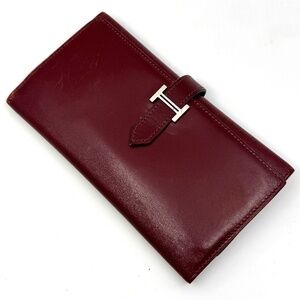 Authentic Hermes Béarn Dupri Burgundy color Leather wallet